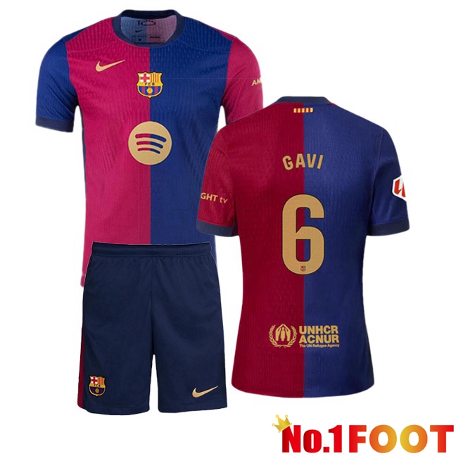 FC Barcelona (GAVI 6) Kids Home Soccer Jersey Blue Red 2024/2025