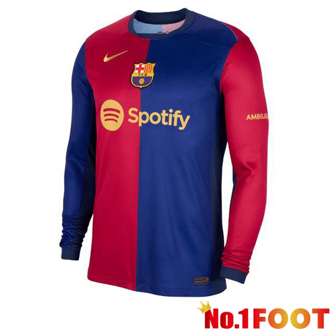 FC Barcelona Home Soccer Jersey Long sleeve Blue Red 2024/2025