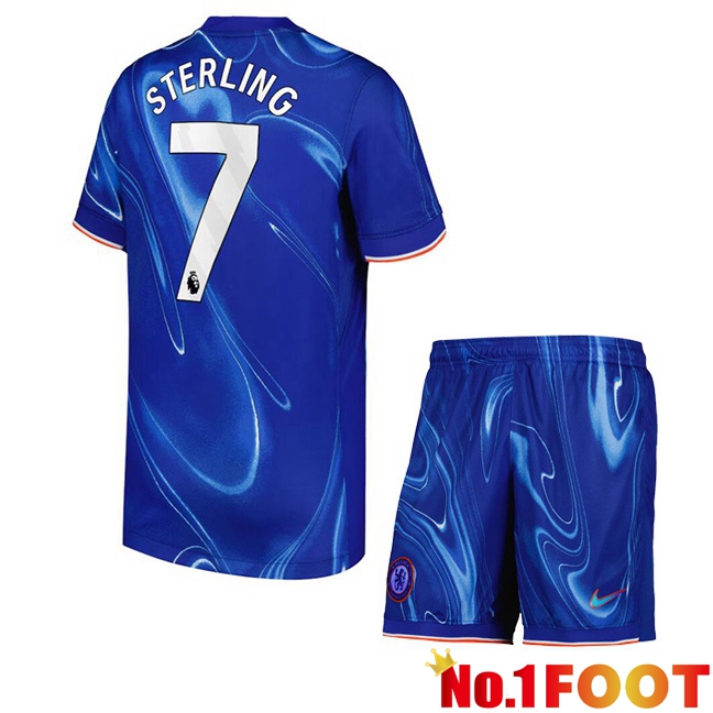 FC Chelsea (Sterling 7) Kids Home Soccer Jersey Blue 2024/2025