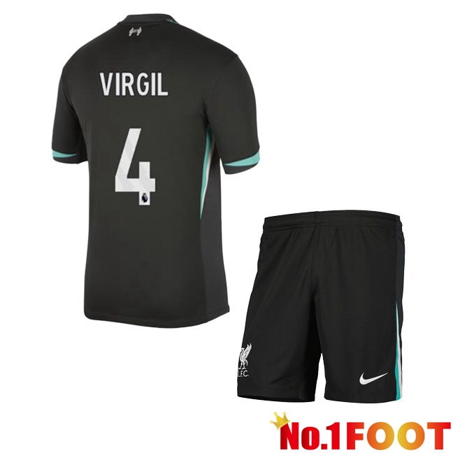 FC Liverpool (VIRGIL 4) Kids Away Soccer Jersey Black 2024/2025