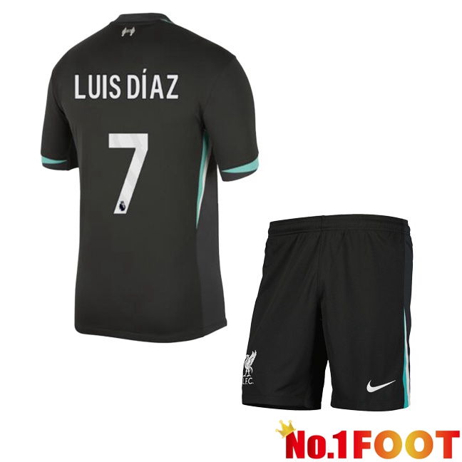 FC Liverpool (LUIS DÍAZ 7) Kids Away Soccer Jersey Black 2024/2025