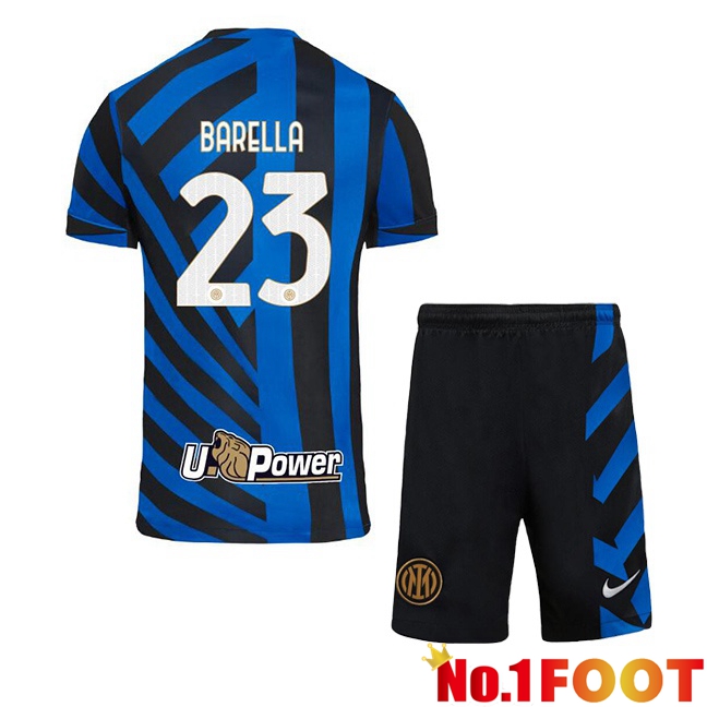 Inter Milan (BARELLA 23) Kids Home Soccer Jersey Blue 2024/2025