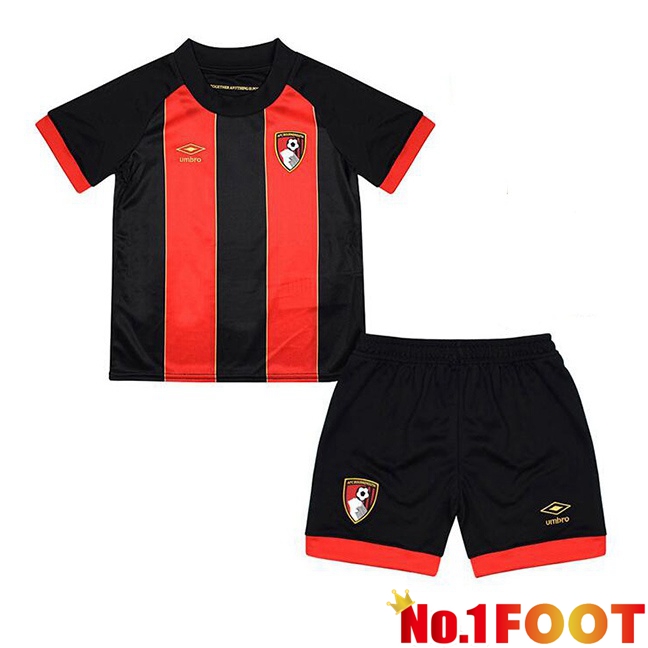 AFC Bournemouth Kids Home Soccer Jersey Black Red 2024/2025