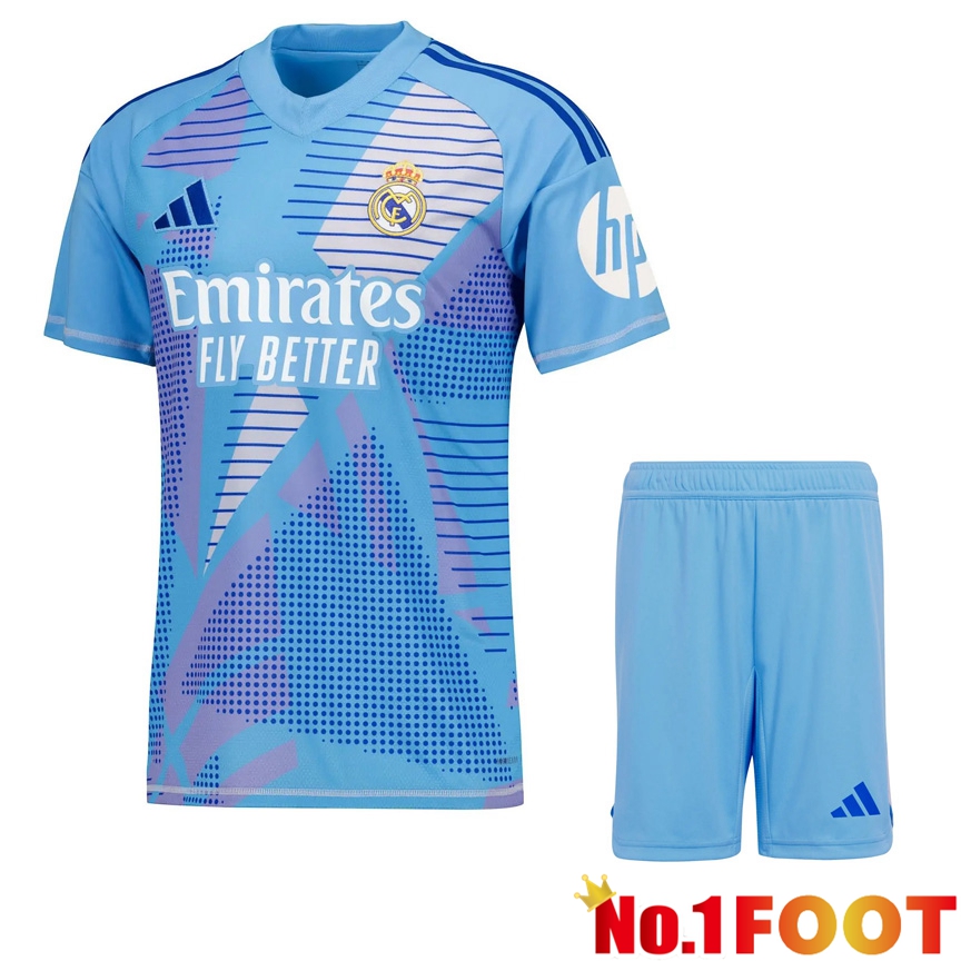 Real Madrid Goalkeeper kit Soccer Jersey Blue + Shorts 2024/2025 - Click Image to Close