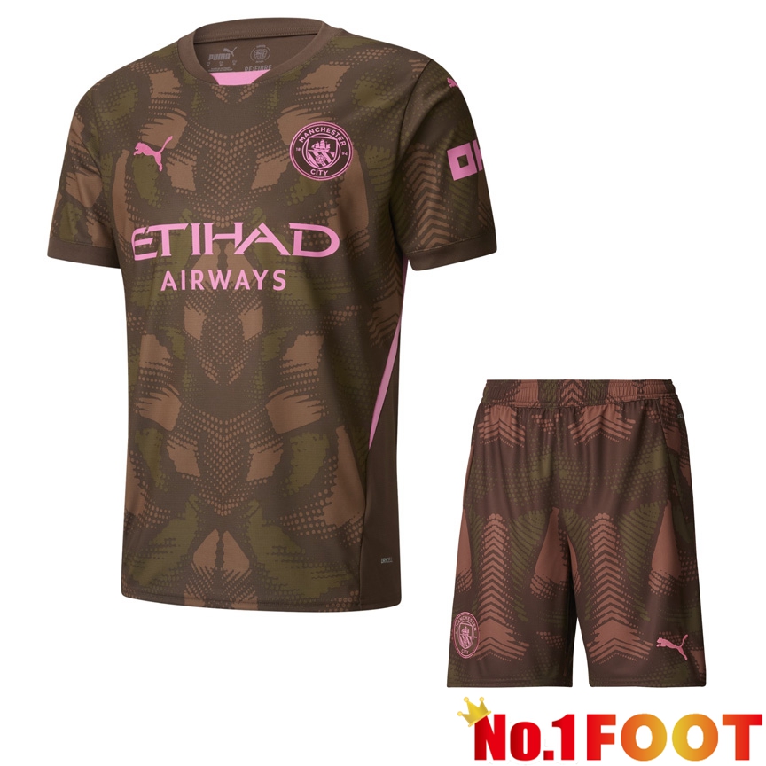 Manchester City Goalkeeper kit Soccer Jersey Brown + Shorts 2024/2025