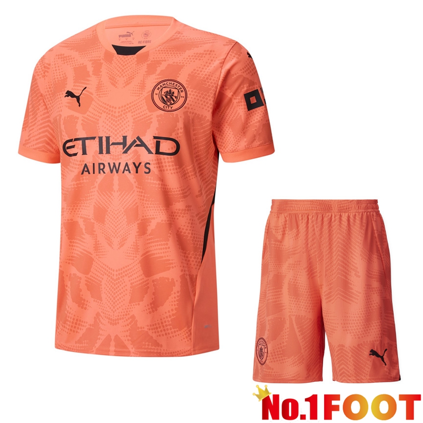 Manchester City Goalkeeper kit Soccer Jersey Pink + Shorts 2024/2025