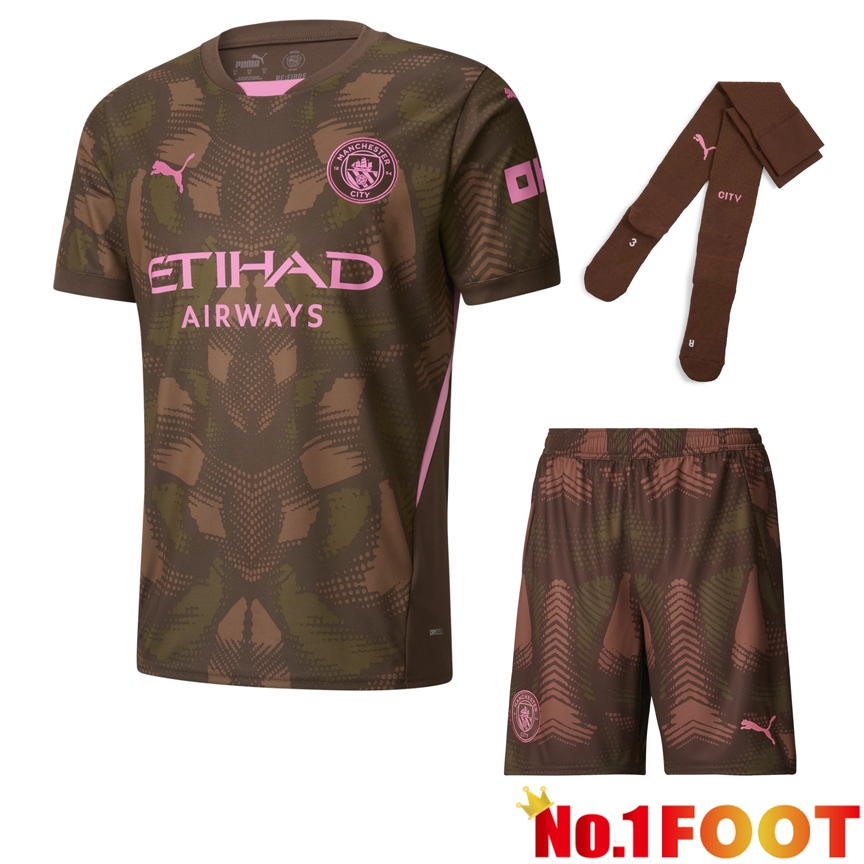 Manchester City Goalkeeper kit Soccer Jersey Brown (Shorts + Socks) 2024/2025