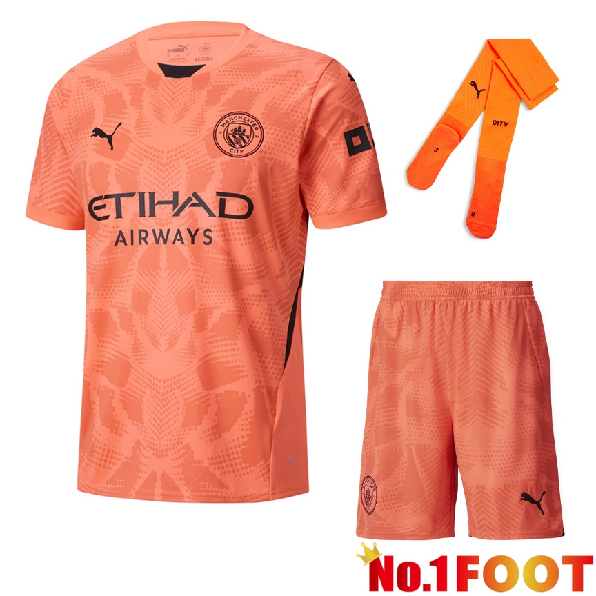 Manchester City Goalkeeper kit Soccer Jersey Pink (Shorts + Socks) 2024/2025