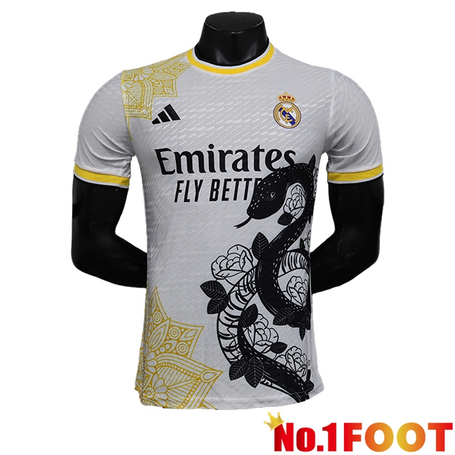 Real Madrid Soccer Jersey Special Edition White/Yellow 2024/2025