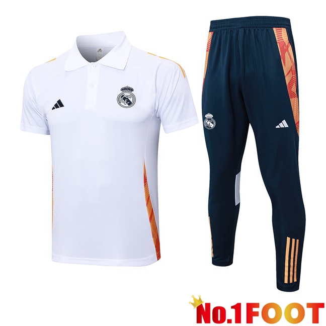 Real Madrid Soccer Polo + Training Pants White 2024/2025