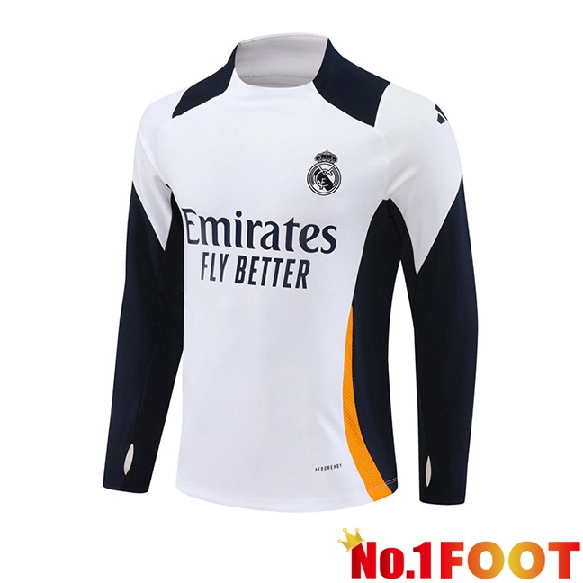 Real Madrid Training Sweatshirt White Yellow 2024/2025