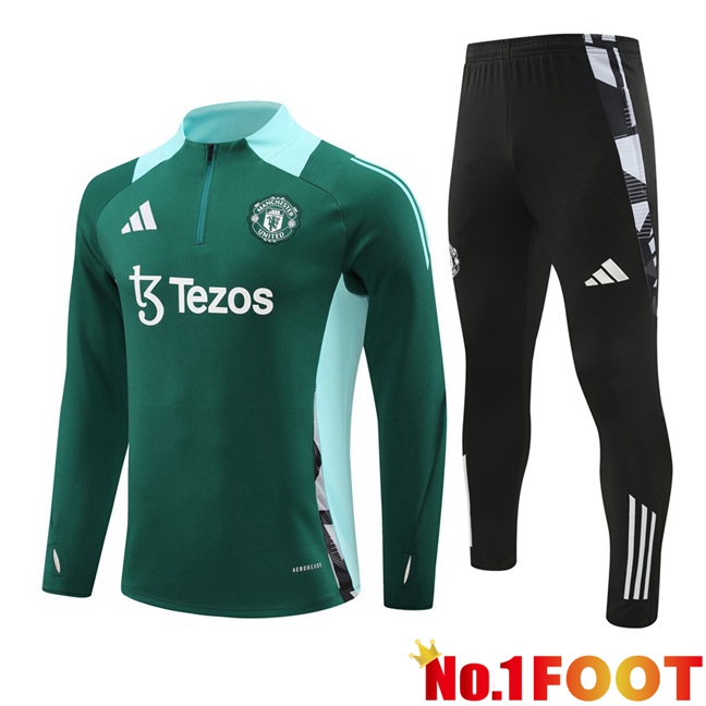 Manchester United Kids kit Training Tracksuit Green 2024/2025