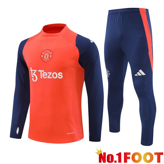 Manchester United Kids kit Training Tracksuit Orange 2024/2025