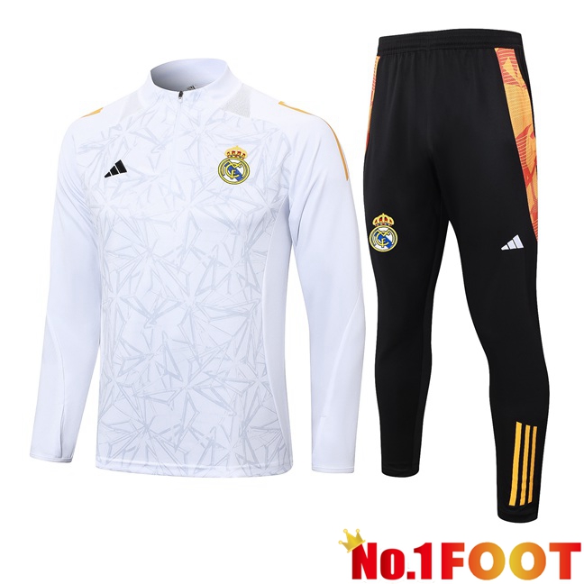 Real Madrid Kids kit Training Tracksuit White 2024/2025