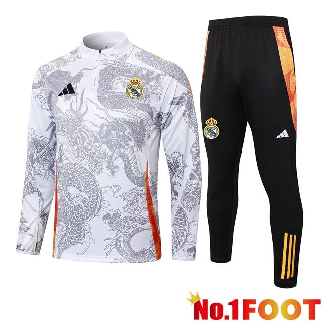 Real Madrid Kids kit Training Tracksuit White 2024/2025