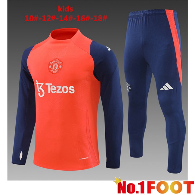 Manchester United Kids kit Training Tracksuit Orange 2024/2025