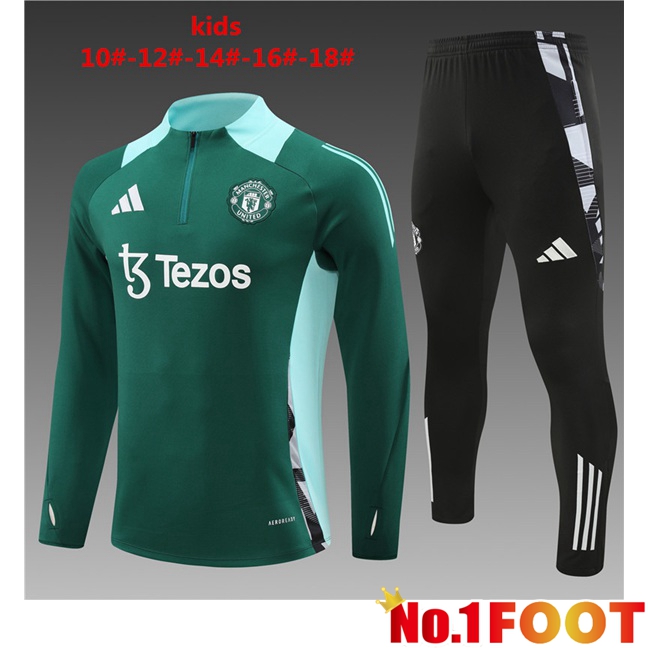 Manchester United Kids kit Training Tracksuit Green 2024/2025