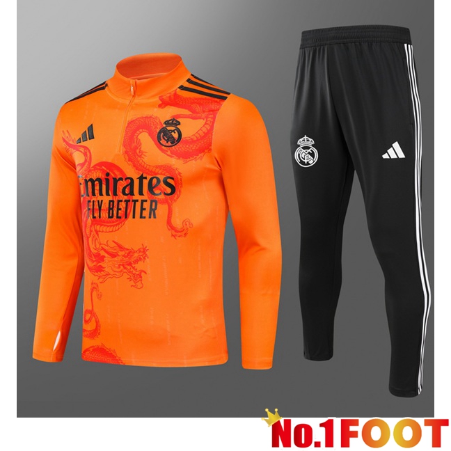 Real Madrid Kids kit Training Tracksuit Orange 2024/2025 - Click Image to Close