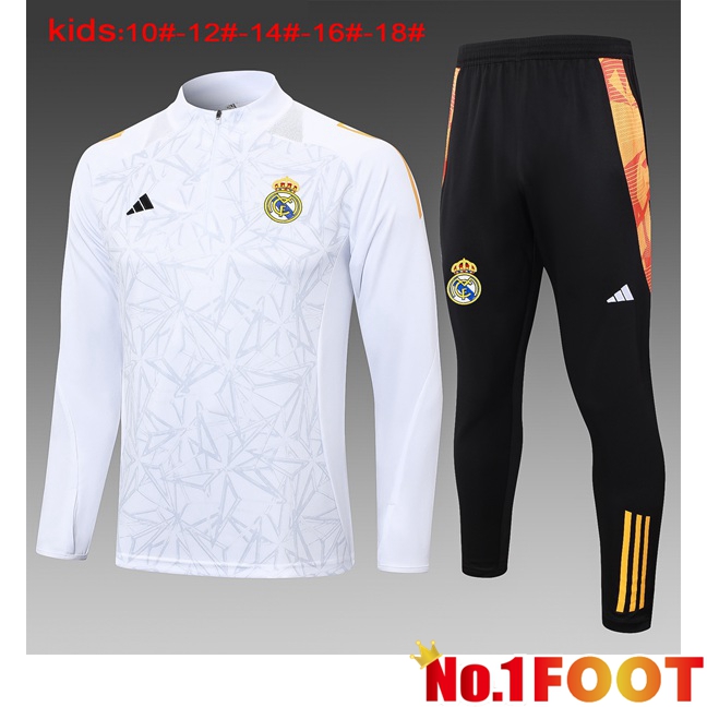 Real Madrid Kids kit Training Tracksuit White 2024/2025