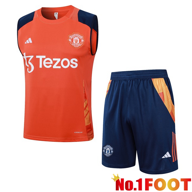 Manchester United Gilet Soccer + Shorts Orange 2024/2025