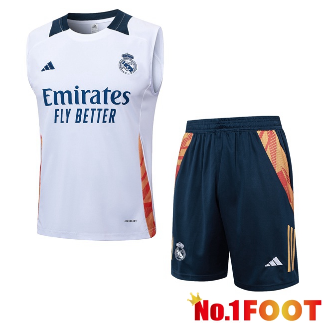 Real Madrid Gilet Soccer + Shorts White 2024/2025