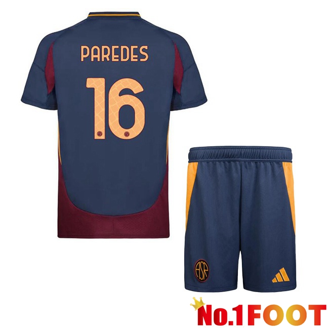 AS Rome (PAREDES 16) Kids Third Soccer Jersey Blue Royal 2024/2025