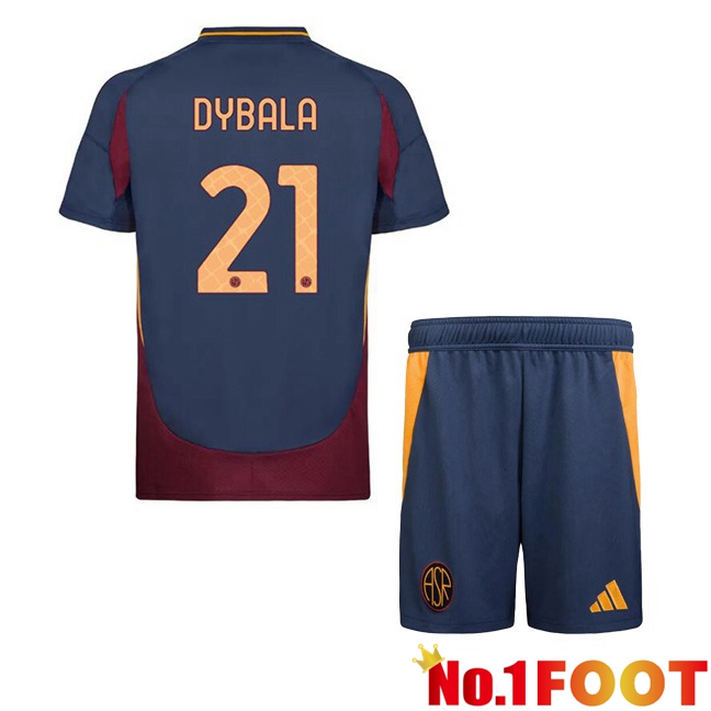 AS Rome (DYBALA 21) Kids Third Soccer Jersey Blue Royal 2024/2025