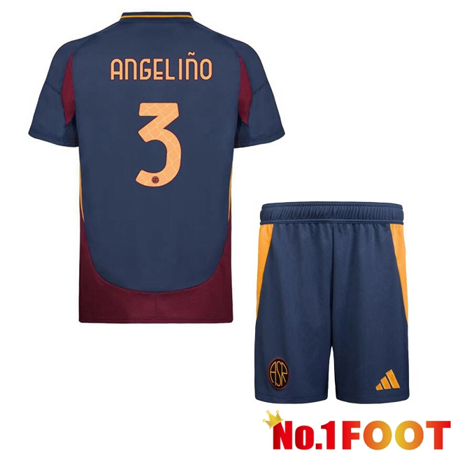 AS Rome (ANGELIÑO 3) Kids Third Soccer Jersey Blue Royal 2024/2025