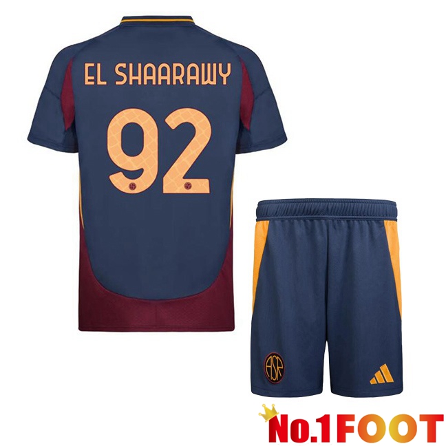 AS Rome (EL SHAARAWY 92) Kids Third Soccer Jersey Blue Royal 2024/2025