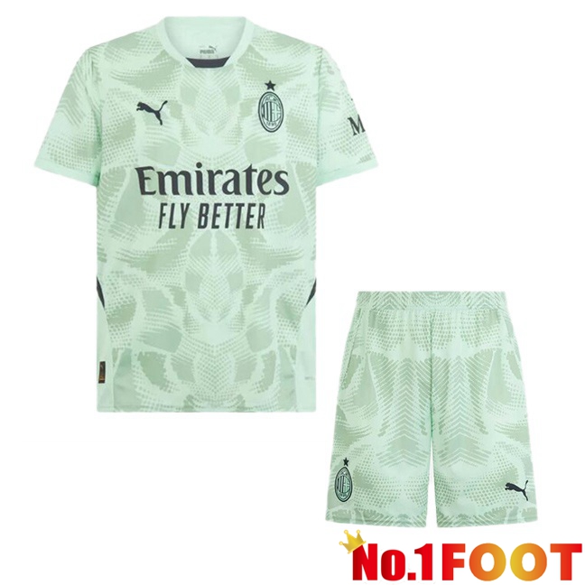 AC Milan Kids Goalkeeper Soccer Jersey Green 2024/2025