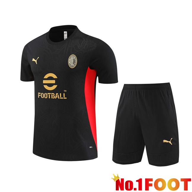 AC Milan kit Training T Shirt + Shorts Black 2024/2025