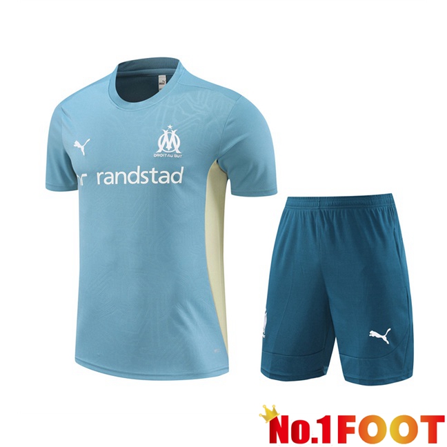 Marseille OM kit Training T Shirt + Shorts Blue 2024/2025