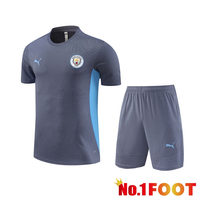 Manchester City kit Training T Shirt + Shorts Grey 2024/2025