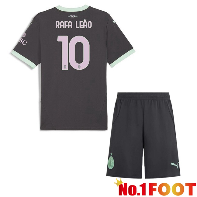 AC Milan (Rafa Leão 10) Kids Third Soccer Jersey Black 2024/2025