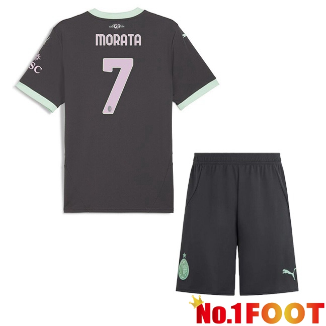 AC Milan (Morata 7) Kids Third Soccer Jersey Black 2024/2025