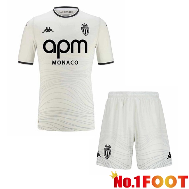 AS Monaco Kids Third Soccer Jersey White 2024/2025