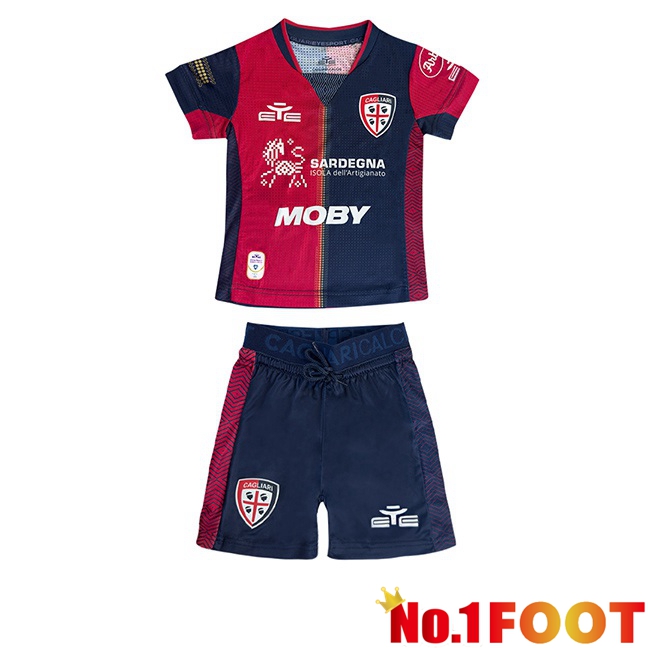 Cagliari Calcio Kids Home Soccer Jersey Blue Red 2024/2025