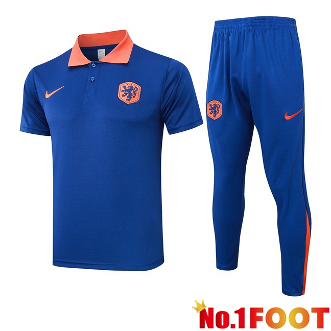 Netherlands Soccer Polo + Training Pants Blue 2024/2025