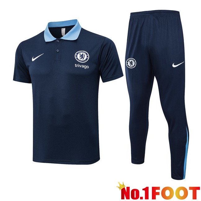 FC Chelsea Soccer Polo + Training Pants Blue Royal 2024/2025