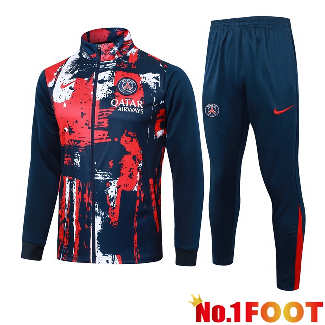 Paris PSG kit Training Tracksuit - Jacket Blue Royal Red 2024/2025