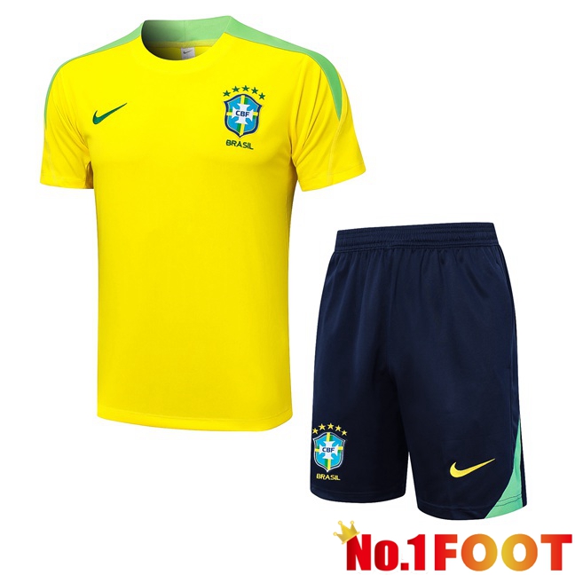 Brazil kit Training T Shirt + Shorts Yellow 2024/2025