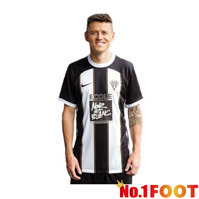 Angers SCO Home Soccer Jersey Black White 2024/2025