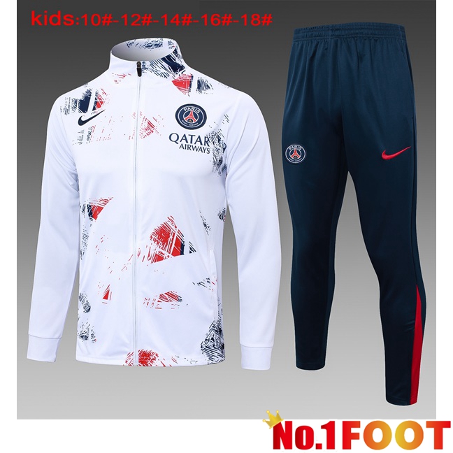 Paris PSG Kids kit Training Tracksuit - Jacket White 2024/2025