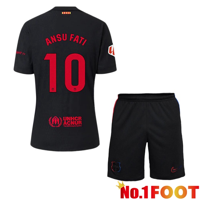 FC Barcelona (ANSU FATI 10) Kids Away Soccer Jersey Black 2024/2025