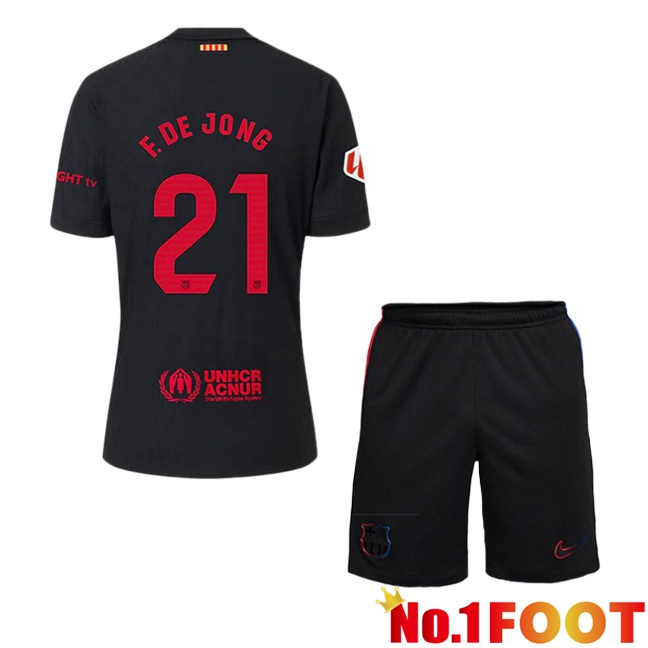 FC Barcelona (F. DE JONG 21) Kids Away Soccer Jersey Black 2024/2025