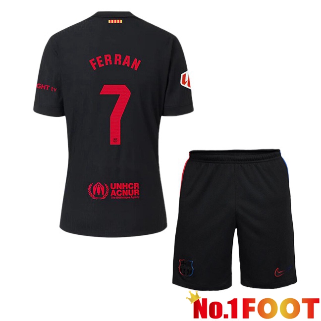 FC Barcelona (FERRAN 7) Kids Away Soccer Jersey Black 2024/2025