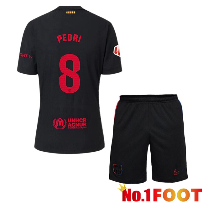 FC Barcelona (PEDRI 8) Kids Away Soccer Jersey Black 2024/2025