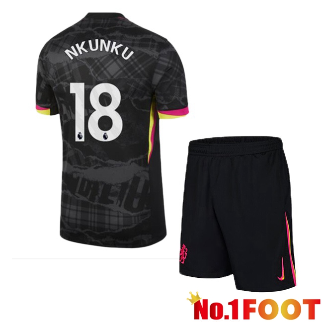 FC Chelsea (Nkunku 18) Kids Third Soccer Jersey Black 2024/2025