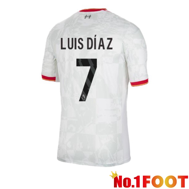 FC Liverpool (LUIS DÍAZ 7) Third Soccer Jersey White 2024/2025