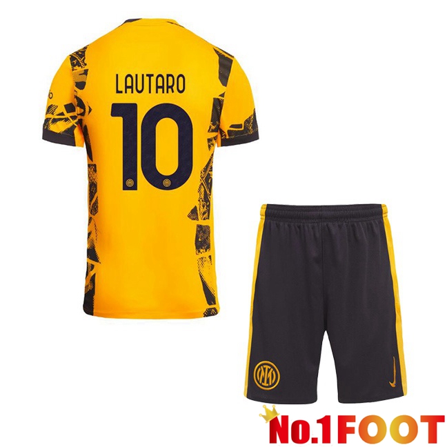 Inter Milan (LAUTARO 10) Kids Third Soccer Jersey Yellow 2024/2025